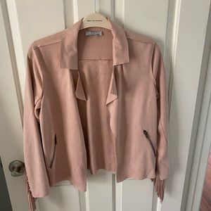 W. A. Y. Fringe suede jacket in blush size S